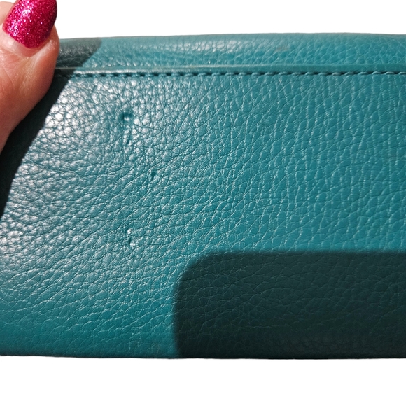 FINAL PRICE 💚EUC AUTHENTIC Michael Kors Pebbled Leather Bifold Wallet in Teal - Picture 9 of 9